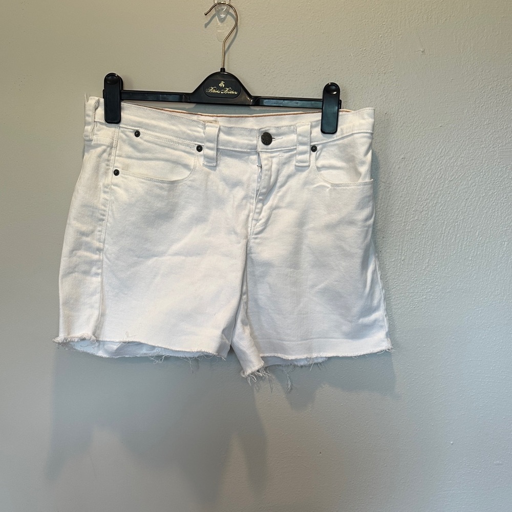 J. Crew White Denim Frayed Hem Shorts